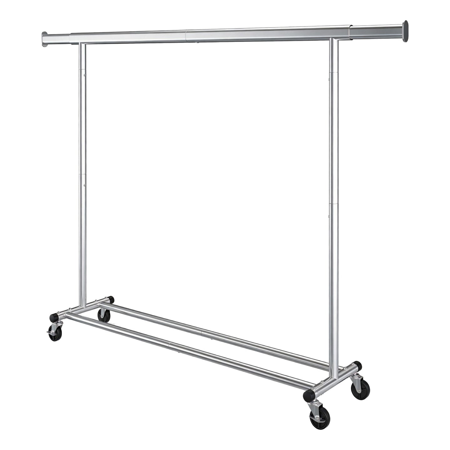 Garment Rail - Steel and PP Wheels - Silver