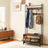Coat Rack with Shoe Storage - 9 Hooks and Top Shelf - Wood - Rustic Brown and Black