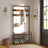 Coat Rack Stand - Wood - Rustic Brown and Black - Hall Tree with Bench and Shoe Storage