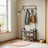 Coat Rack Stand - Metal - Greige and Black - 4-in-1 with Shoe Bench and 9 Removable Hooks