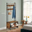 Industrial Hall Tree - Wood - Rustic Brown and Black - Bench with Shoe Storage