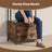 Industrial Hall Tree - Wood - Rustic Brown and Black - Bench with Shoe Storage