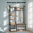Hall Tree - Wood - Vintage Brown - With Bench and 5 Storage Shelves