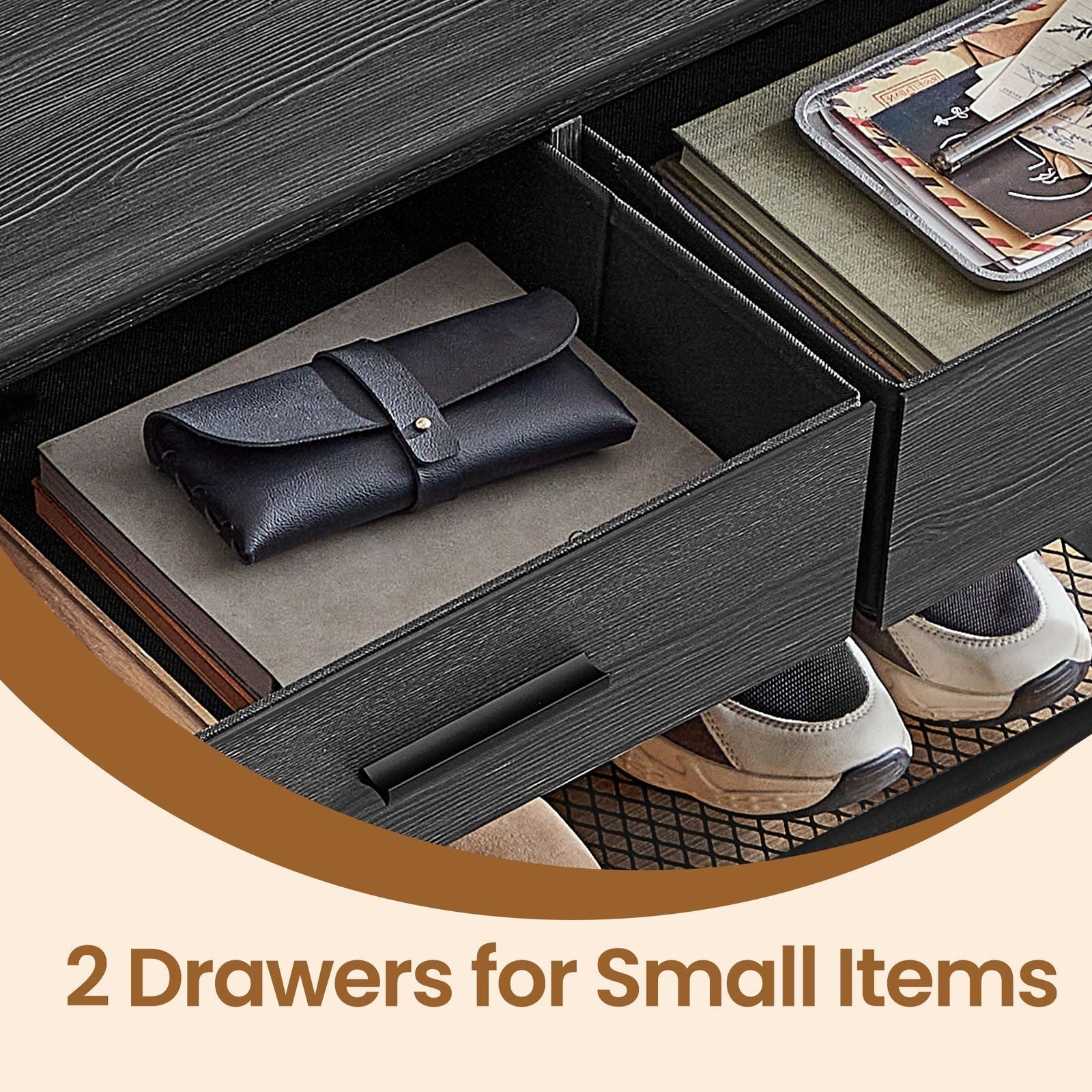 Coat Rack with Shoe Bench - Engineered Wood - Dark Gray - Includes Drawers and Hooks