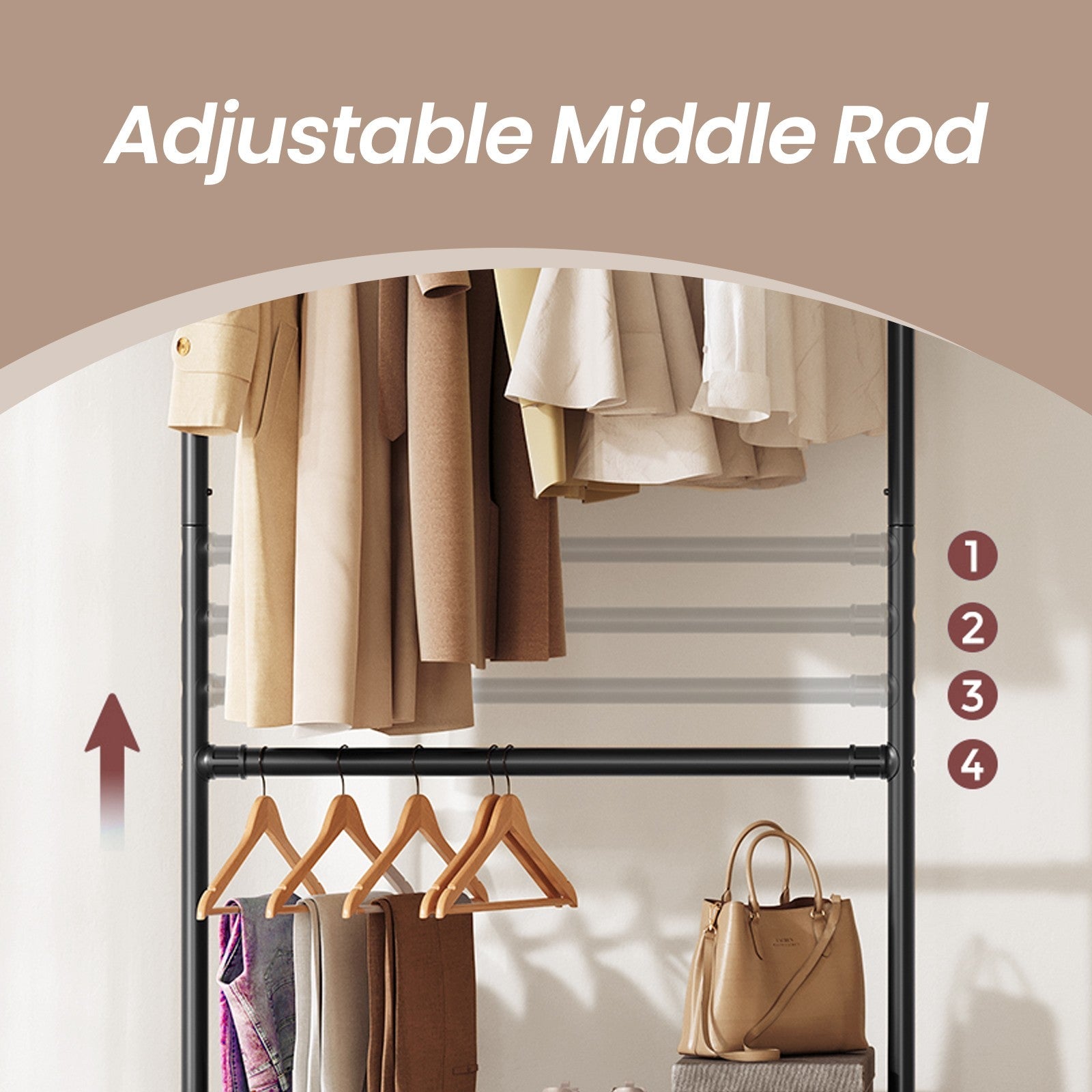 Clothes Rack - 110kg - Steel - Double Garment Hanging Rod