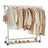 Heavy Duty Clothes Rail - Mental Chromed Tubes and PP Casters - Silver