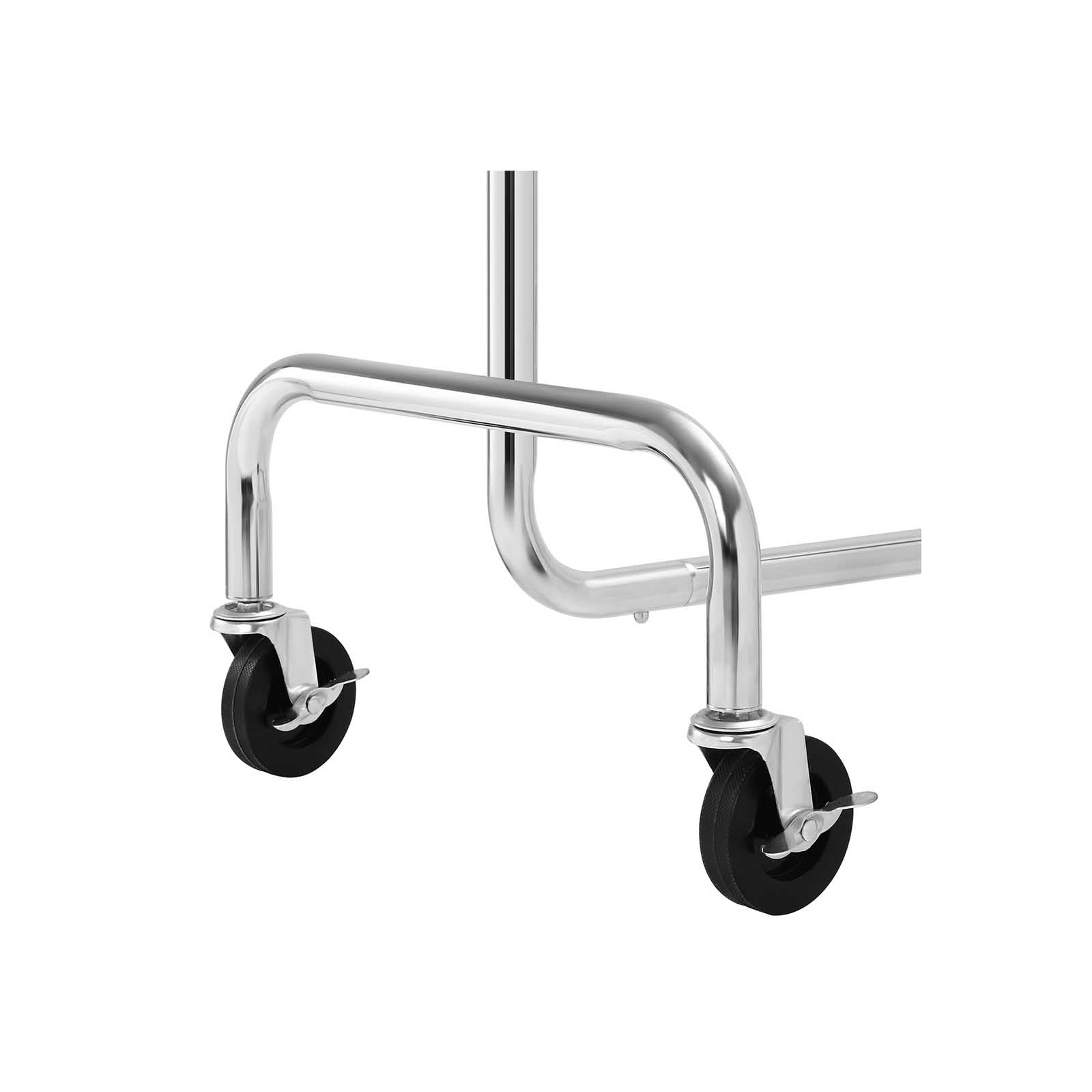 Heavy Duty Clothes Rail - Mental Chromed Tubes and PP Casters - Silver