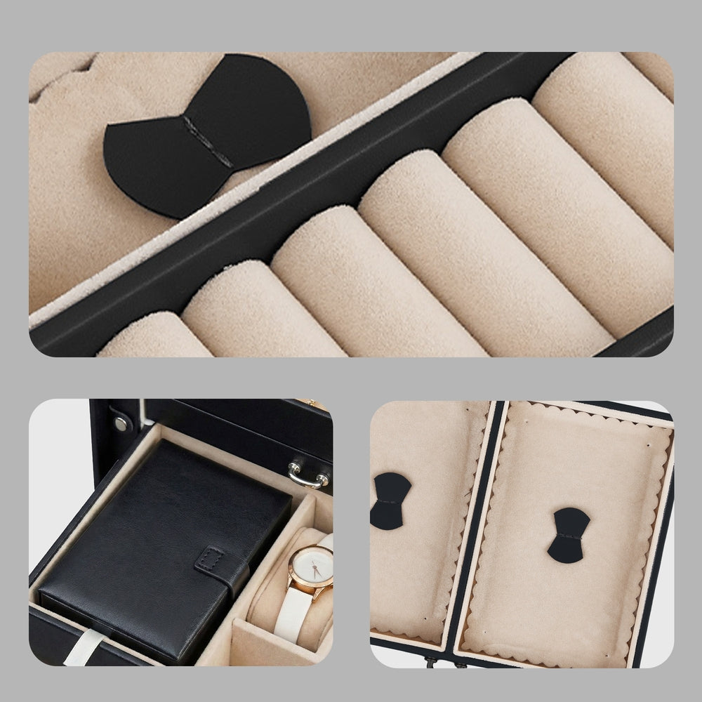 Jewellery Storage Case - 3-Layer - PU - Lockable Design
