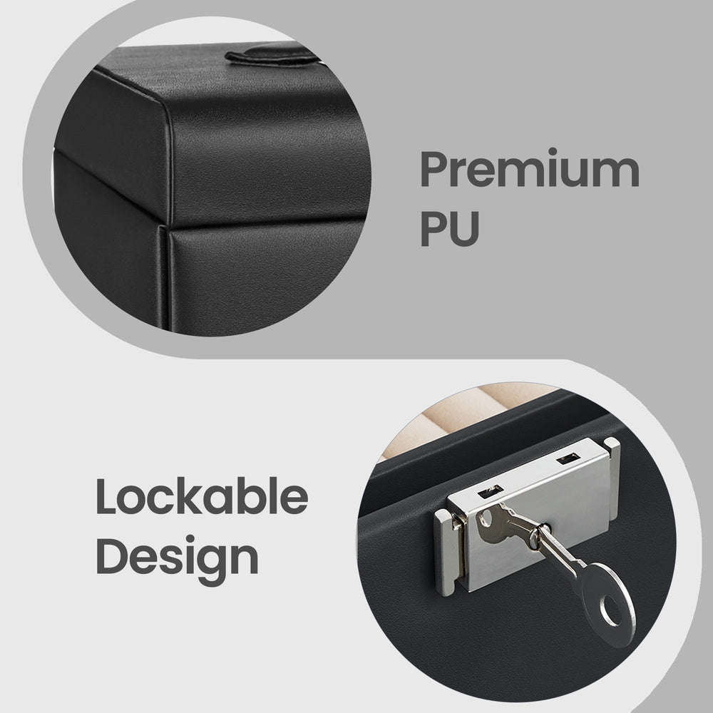 Jewellery Storage Case - 3-Layer - PU - Lockable Design