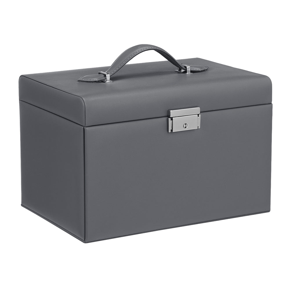 Jewellery Storage Case - 3 Layers - PU - Lockable with Handle