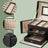 Travel Jewellery Storage Case - MDF and PU - Black - with Mirror