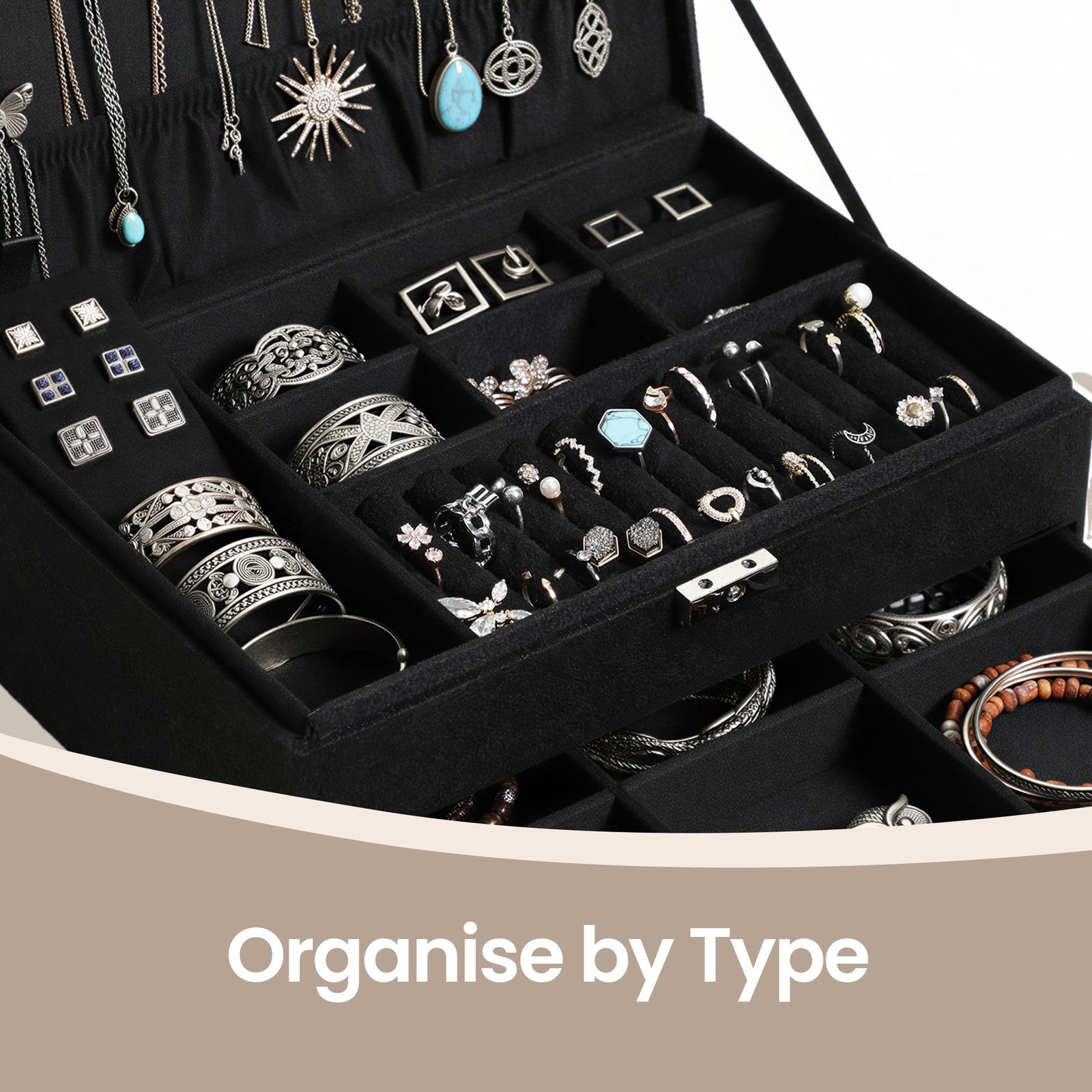 Jewellery Organiser - 2-Tier - MDF - Lockable Drawer