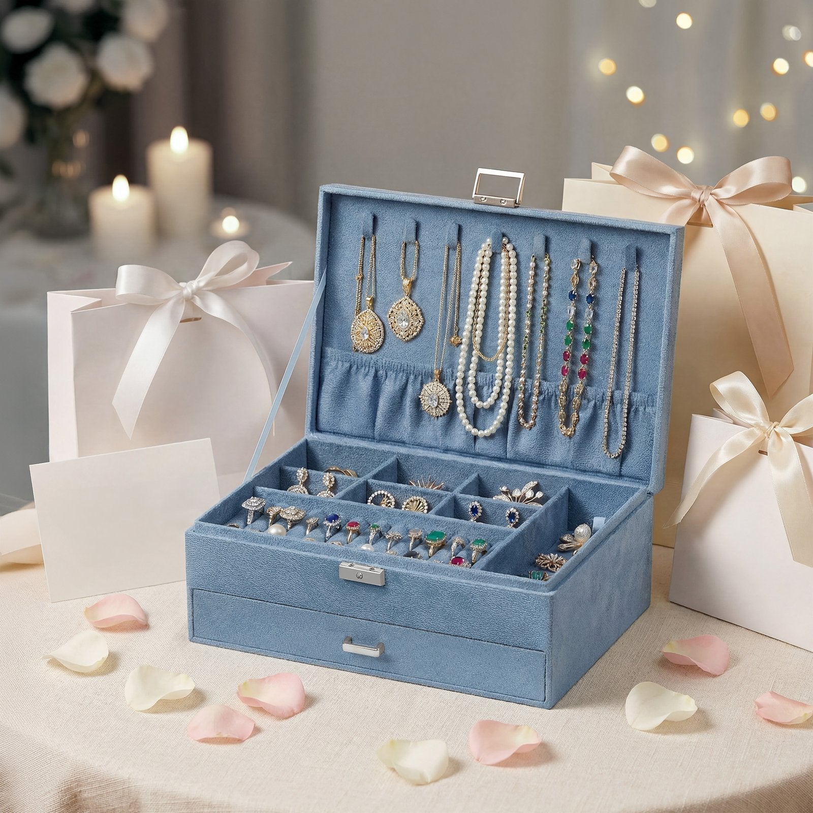 Jewellery Organiser - 18L - MDF - 2-Tier Storage Case