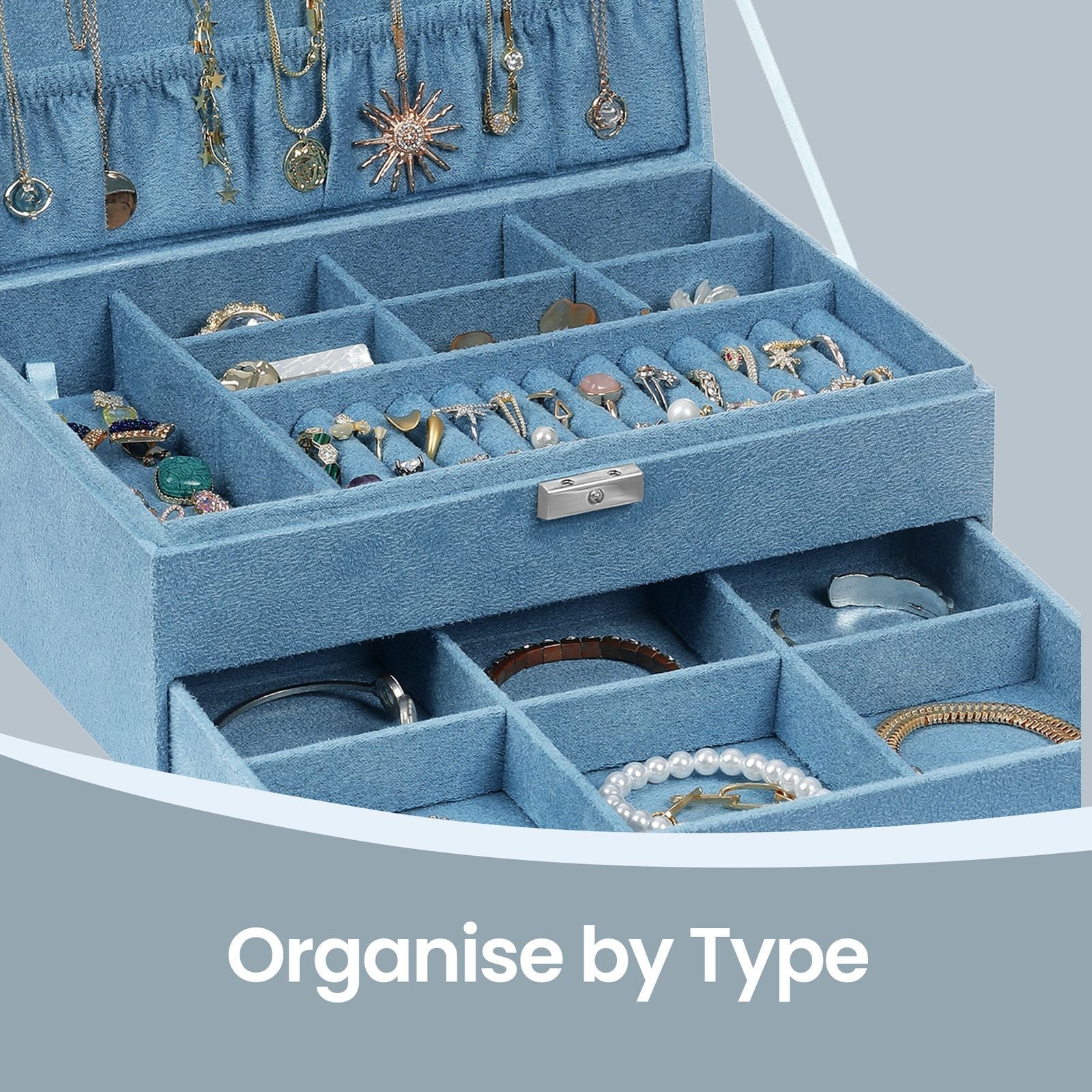 Jewellery Organiser - 18L - MDF - 2-Tier Storage Case