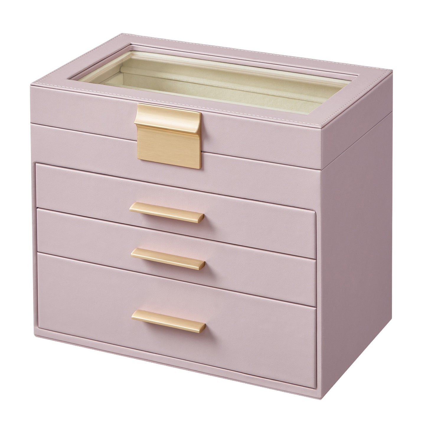 Jewelry Box - MDF and PU - Light Purple - with Glass Lid