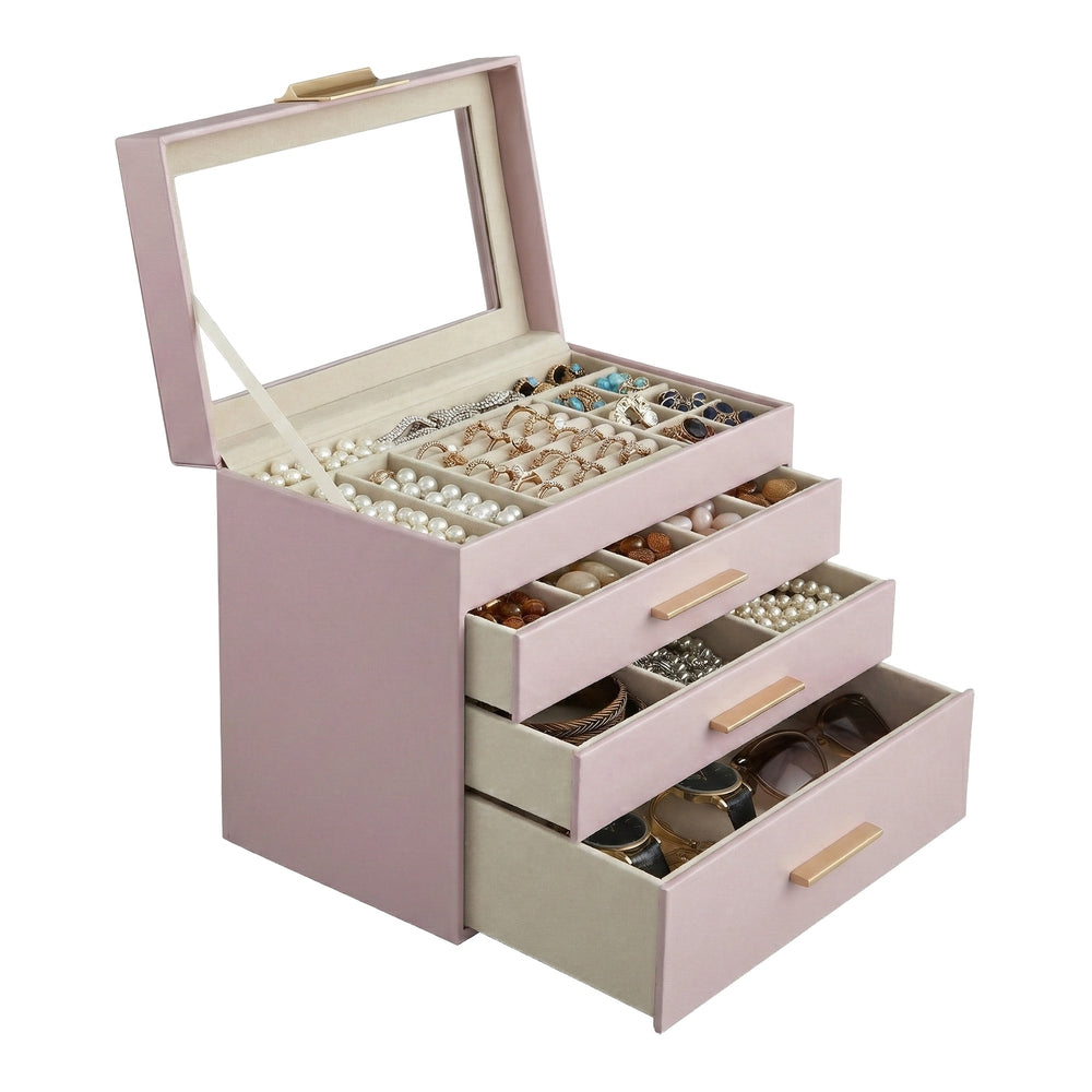 Jewelry Box - MDF and PU - Light Purple - with Glass Lid