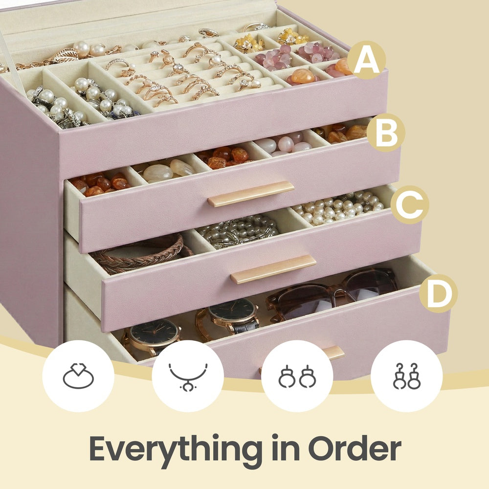 Jewelry Box - MDF and PU - Light Purple - with Glass Lid