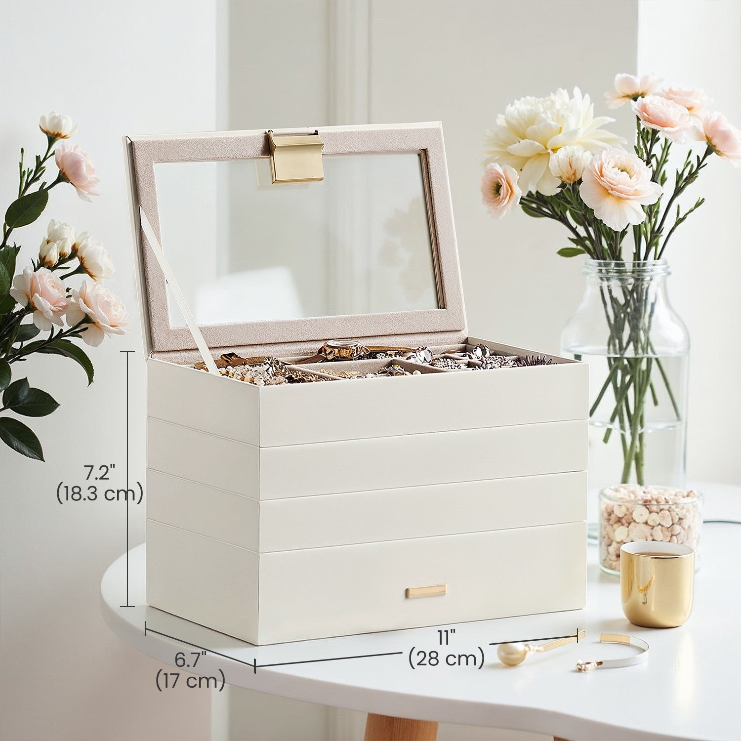 4-Tier Stackable Jewellery Organiser - Clear Glass - Drawer Design