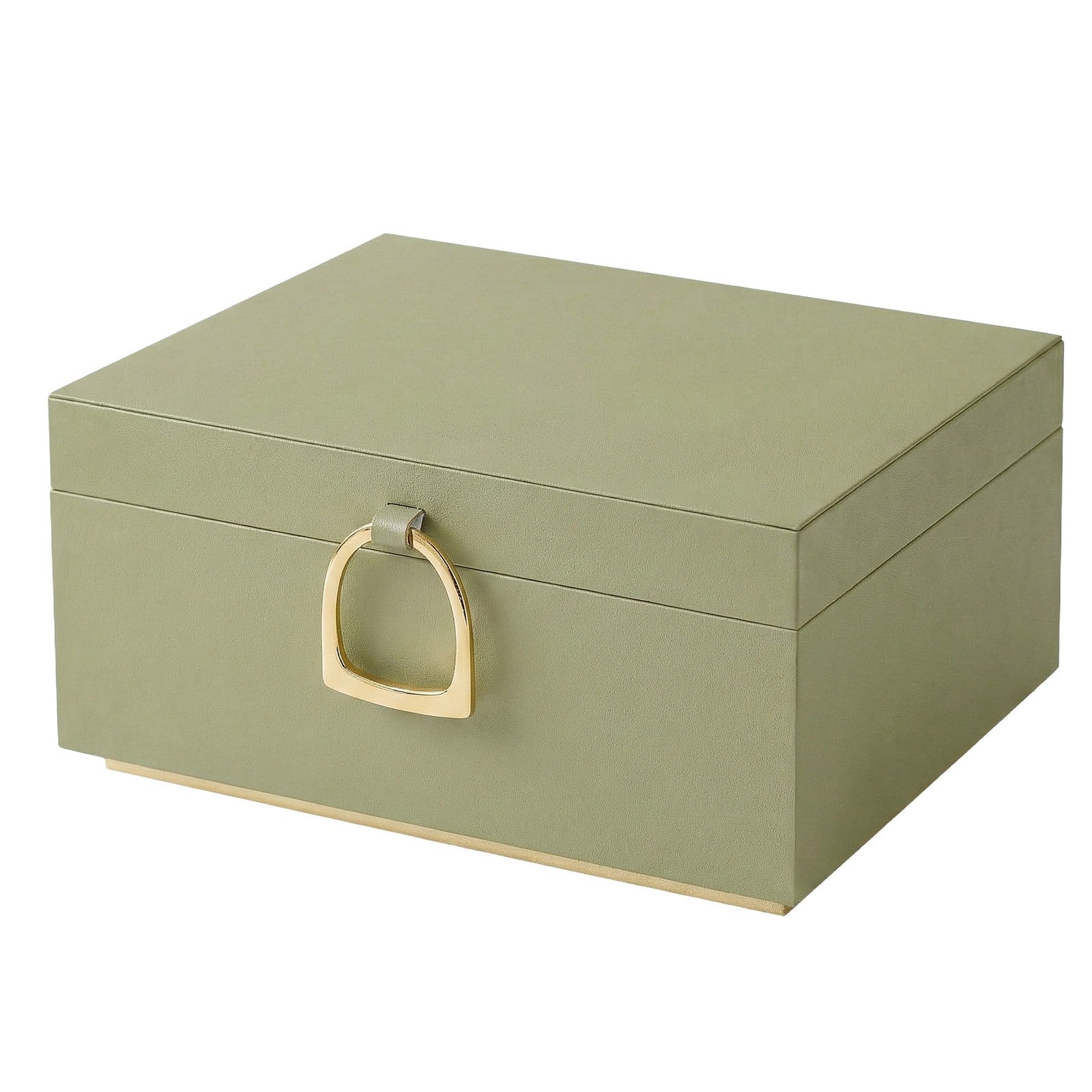 2-Layer Jewelry Box - MDF and Paper - Light Green - with Handle