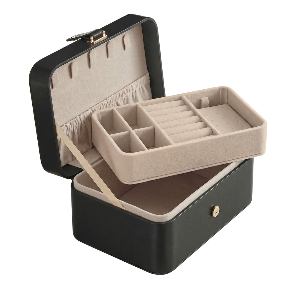 Portable Jewelry Box - 0.9L - Velvet Lining - Necklace Hooks