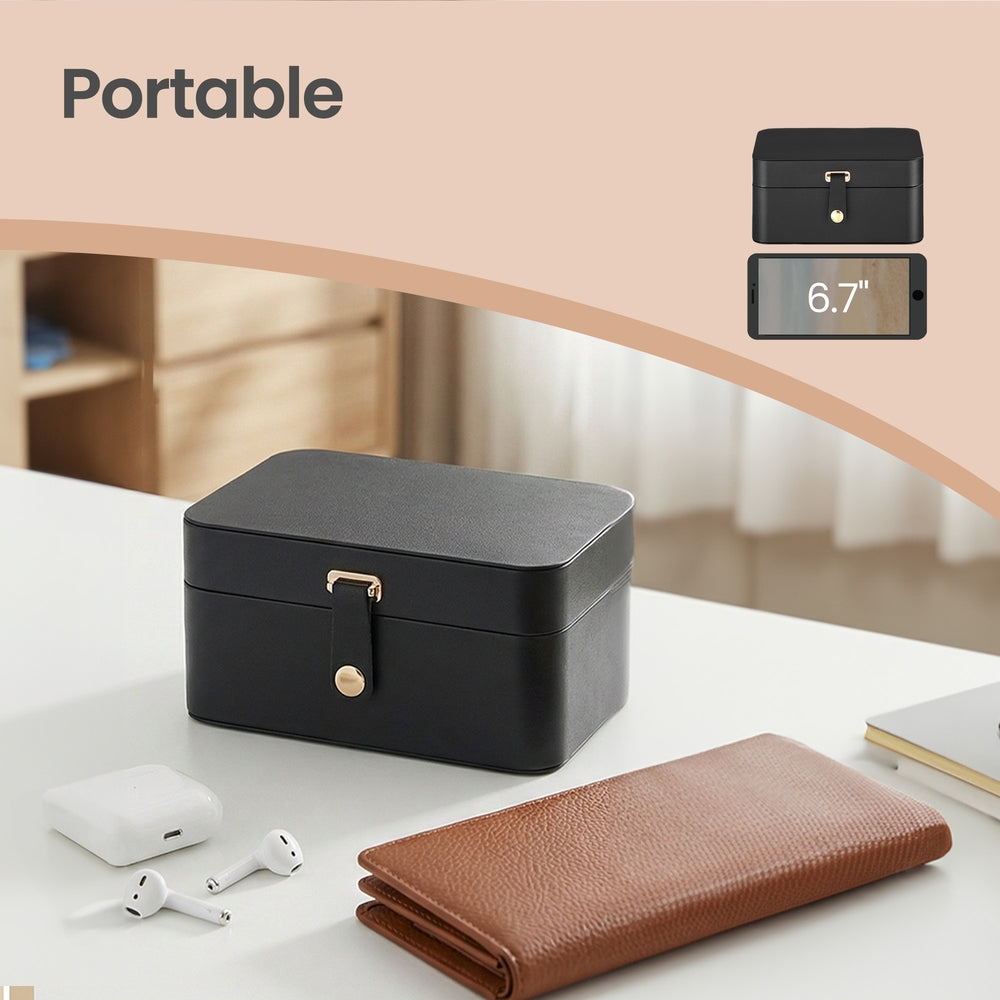 Portable Jewelry Box - 0.9L - Velvet Lining - Necklace Hooks