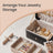 Portable Jewelry Box - 0.9L - Velvet Lining - Necklace Hooks