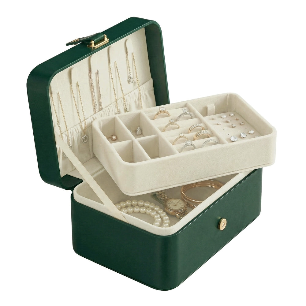 Portable Jewelry Box - 4.3L - Velvet Lined - 2-Layer Storage