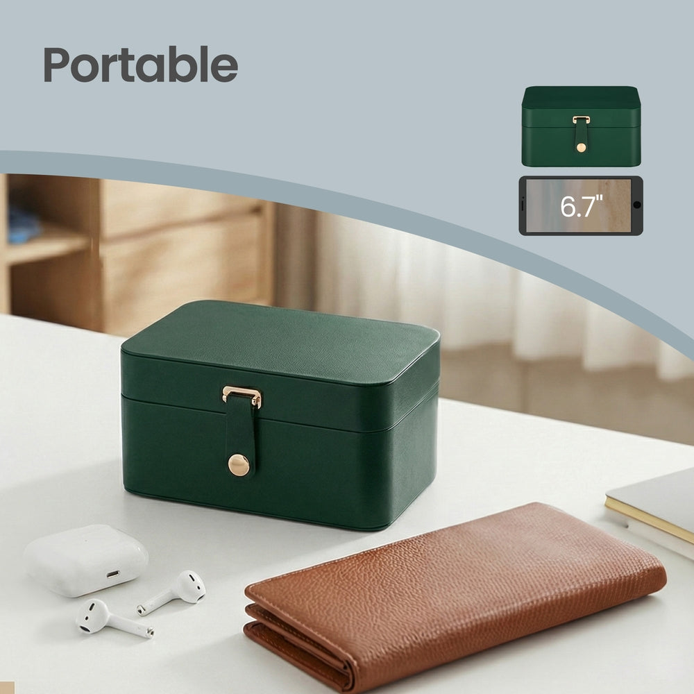 Portable Jewelry Box - 4.3L - Velvet Lined - 2-Layer Storage