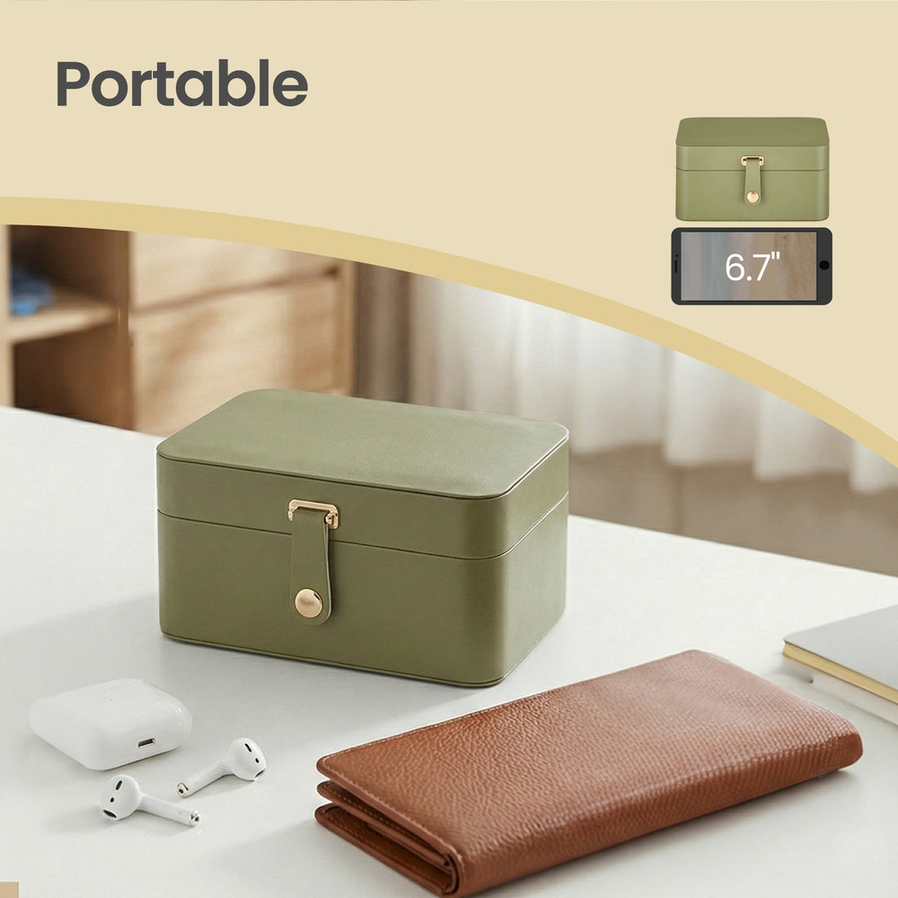 Portable Jewelry Box - 0.7L - Plastic - 2-Layer Storage