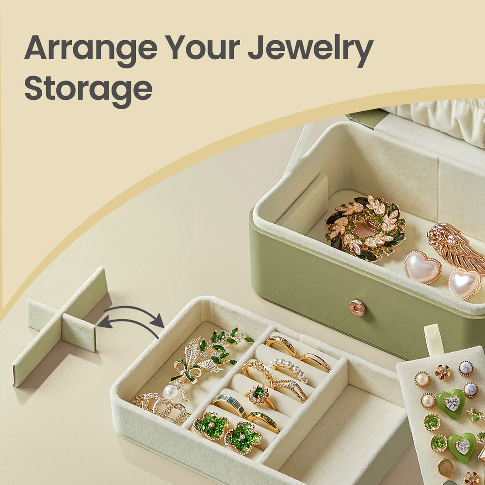 Portable Jewelry Box - 0.7L - Plastic - 2-Layer Storage