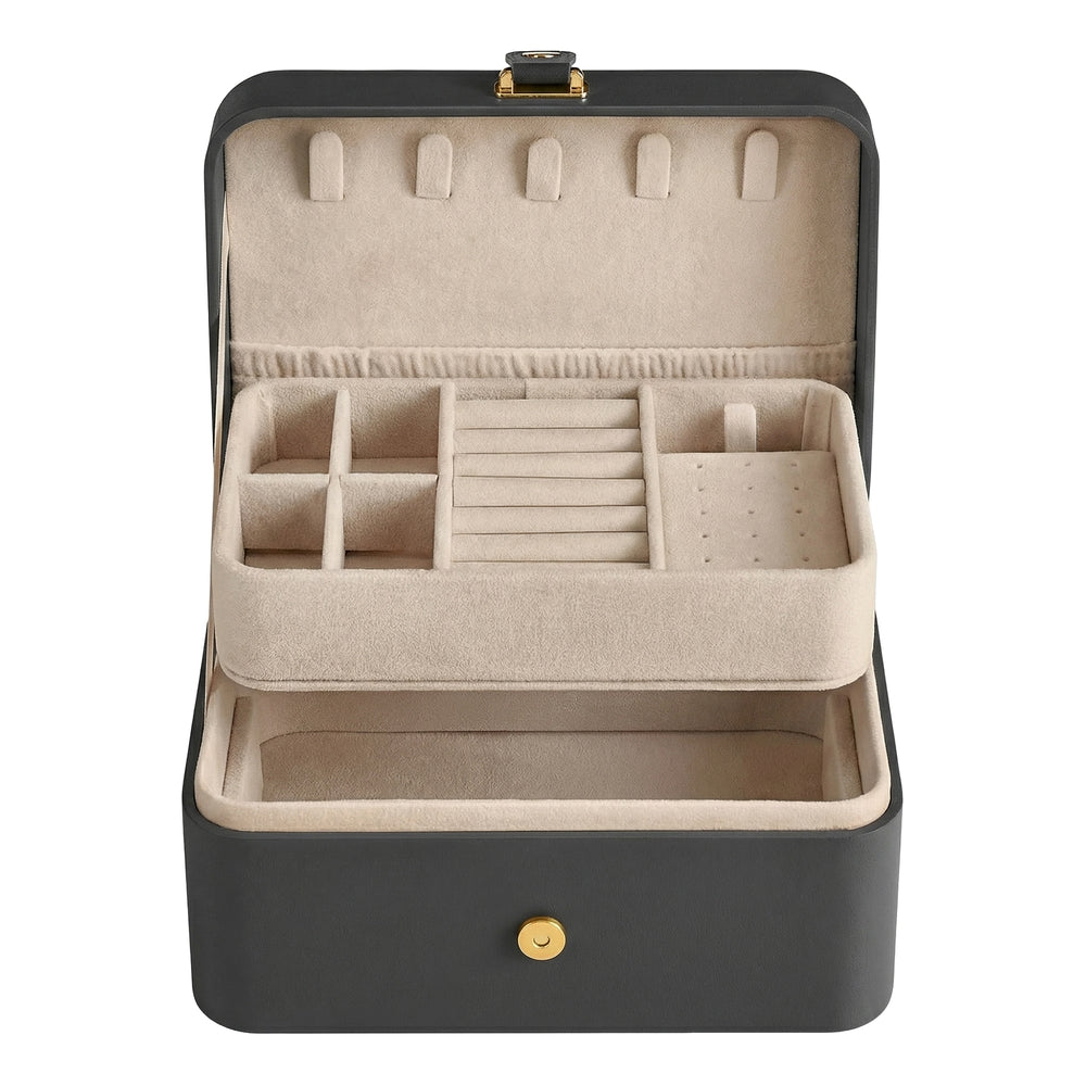 Portable Jewelry Box - 4.3D x 6.3W x 3.1H - Plastic - 2-Layer Storage