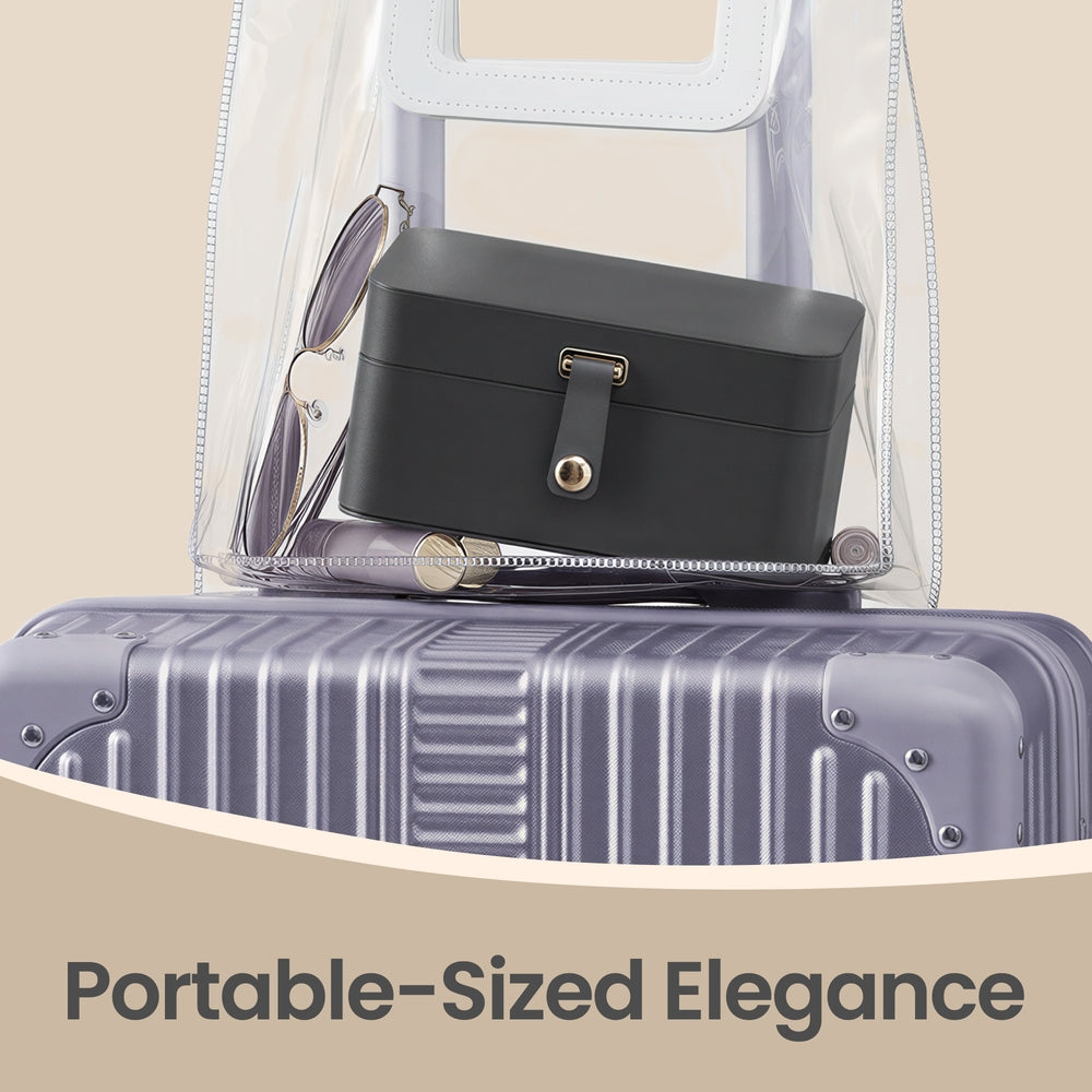 Portable Jewelry Box - 4.3D x 6.3W x 3.1H - Plastic - 2-Layer Storage