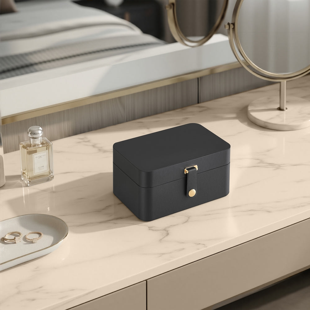 Portable Jewelry Box - 4.3D x 6.3W x 3.1H - Plastic - 2-Layer Storage