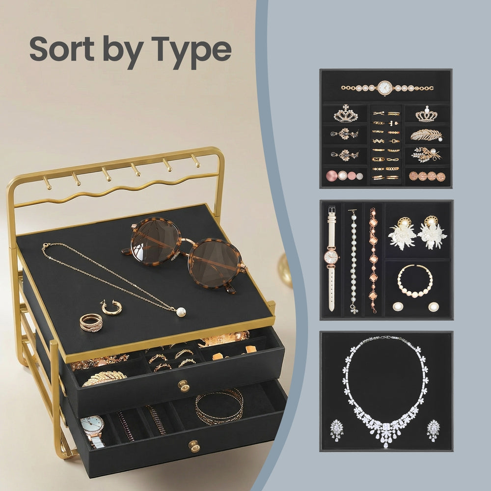3-Layer Jewelry Organizer - 20L - Metal Frame - Open Storage