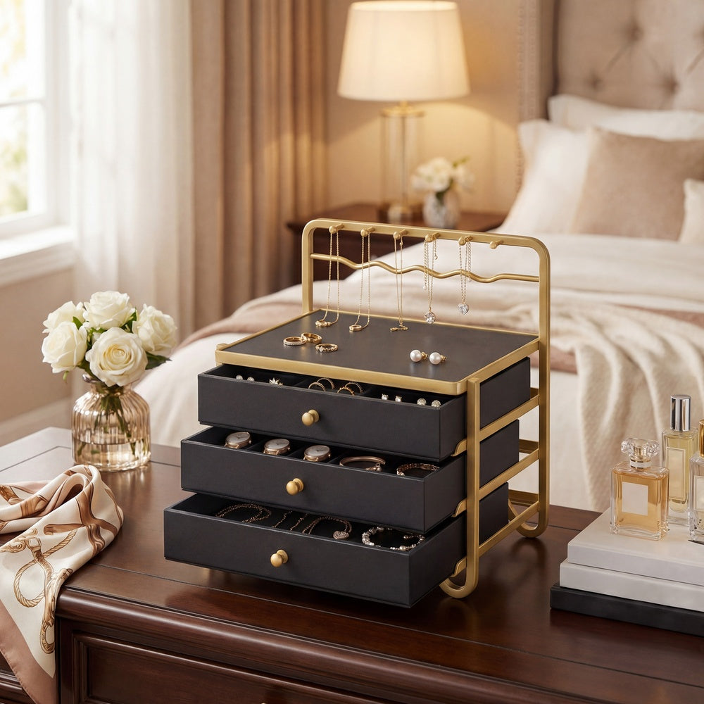 3-Layer Jewelry Organizer - 20L - Metal Frame - Open Storage