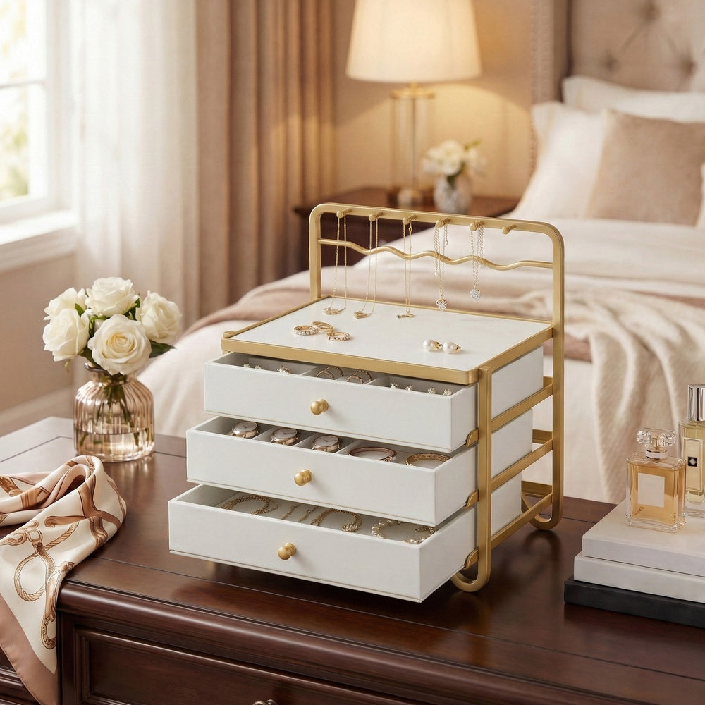 3-Layer Jewelry Organizer - 20L - Metal Frame - Open Storage