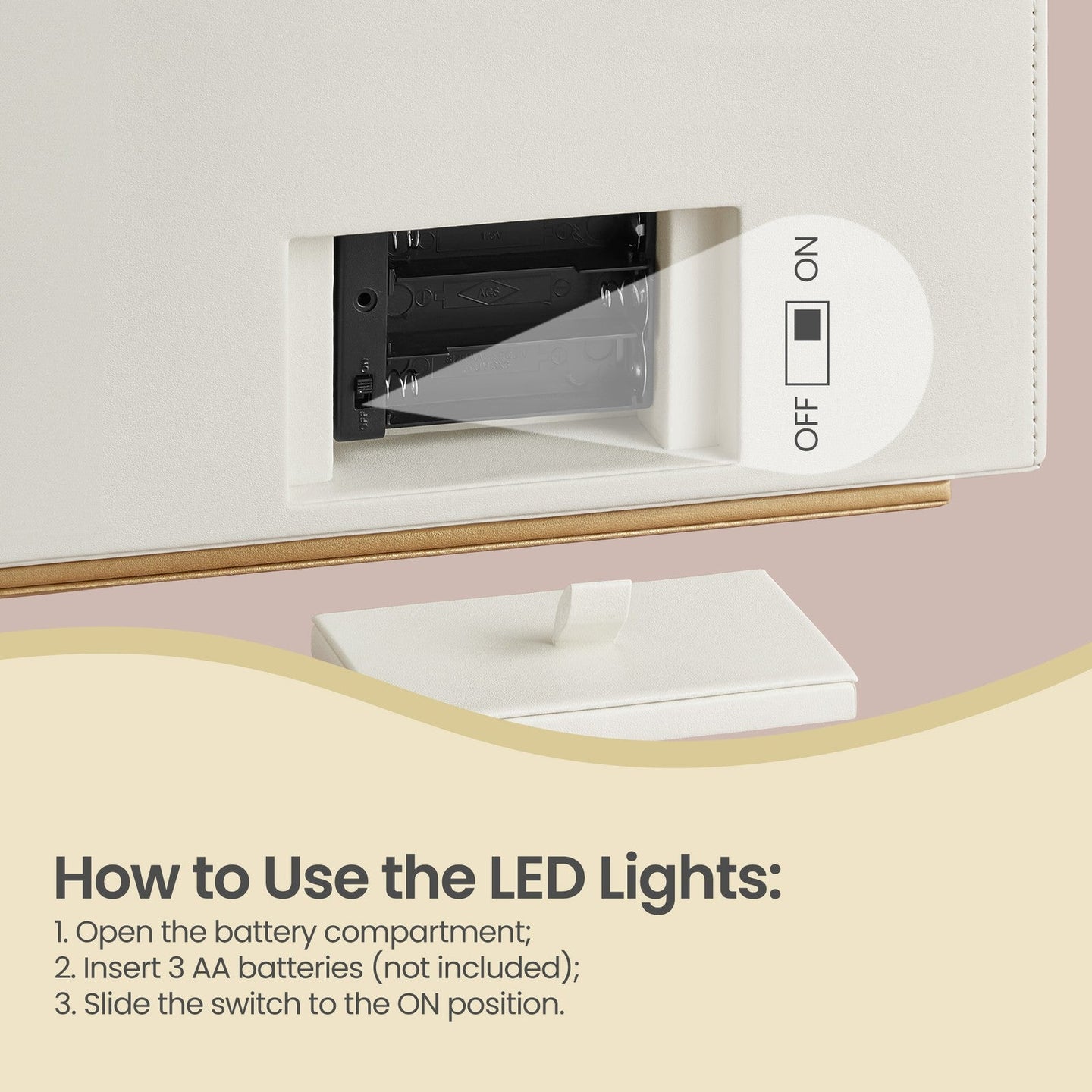 Jewellery Organiser - 3L - MDF - LED Mirror