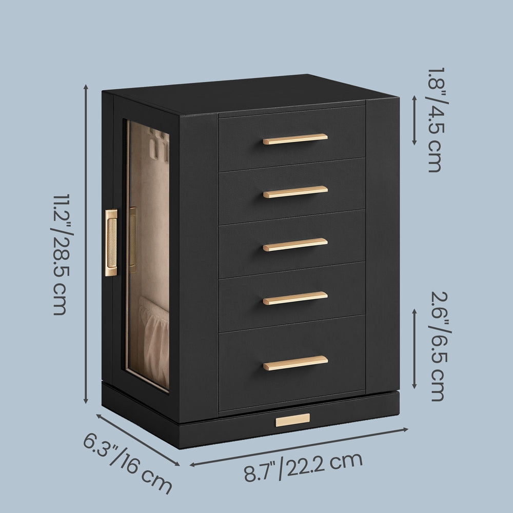 Jewellery Box 360° Rotating - MDF and PU-Coated Paper - Black