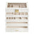 Jewellery Organiser Box - MDF and PU - White - with Glass Lid