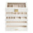 Jewellery Organiser Box - MDF and PU - White - with Glass Lid