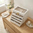Jewellery Organiser Box - MDF and PU - White - with Glass Lid