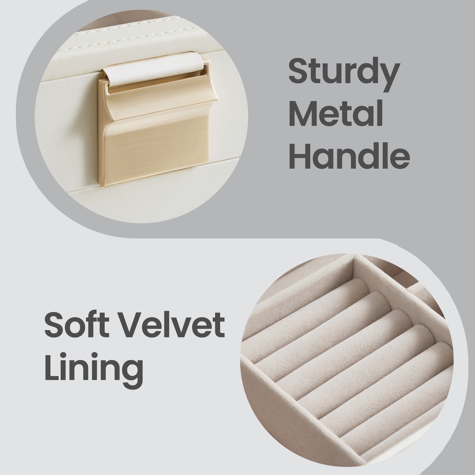 Jewellery Organiser Box - MDF and PU - White - with Glass Lid