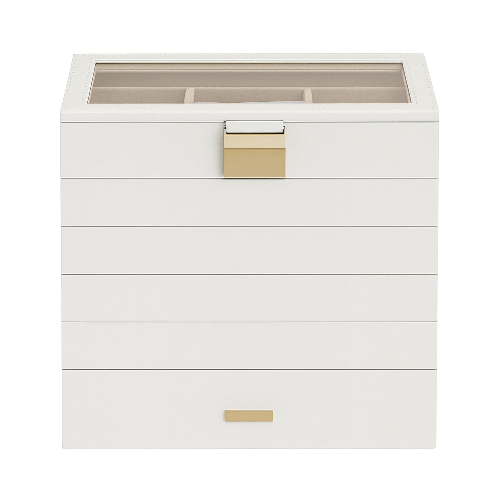 Jewellery Organiser Box - Wood - 6-Tier Stackable Design with Clear Lid - Large