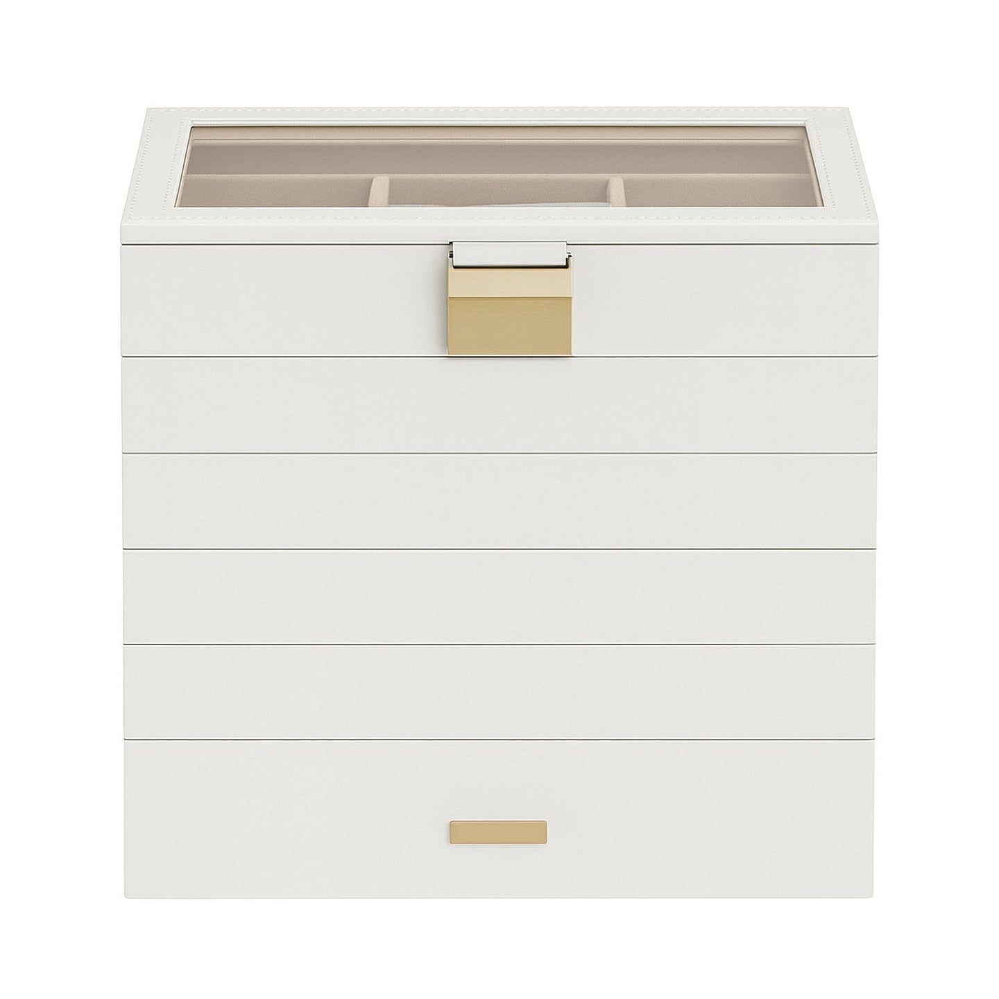 Jewellery Organiser Box - Wood - 6-Tier Stackable Design with Clear Lid - Large