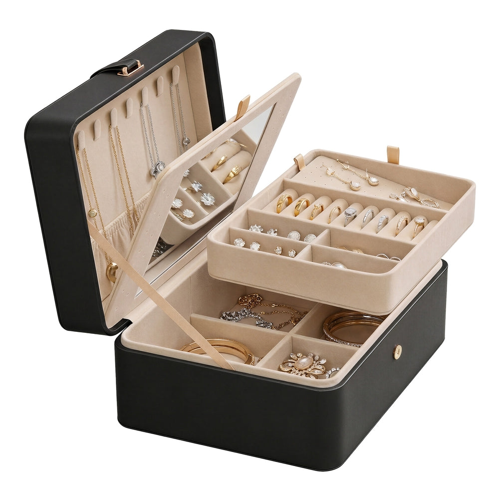 Jewellery Storage Case - 2L - MDF - Built-In Mirror