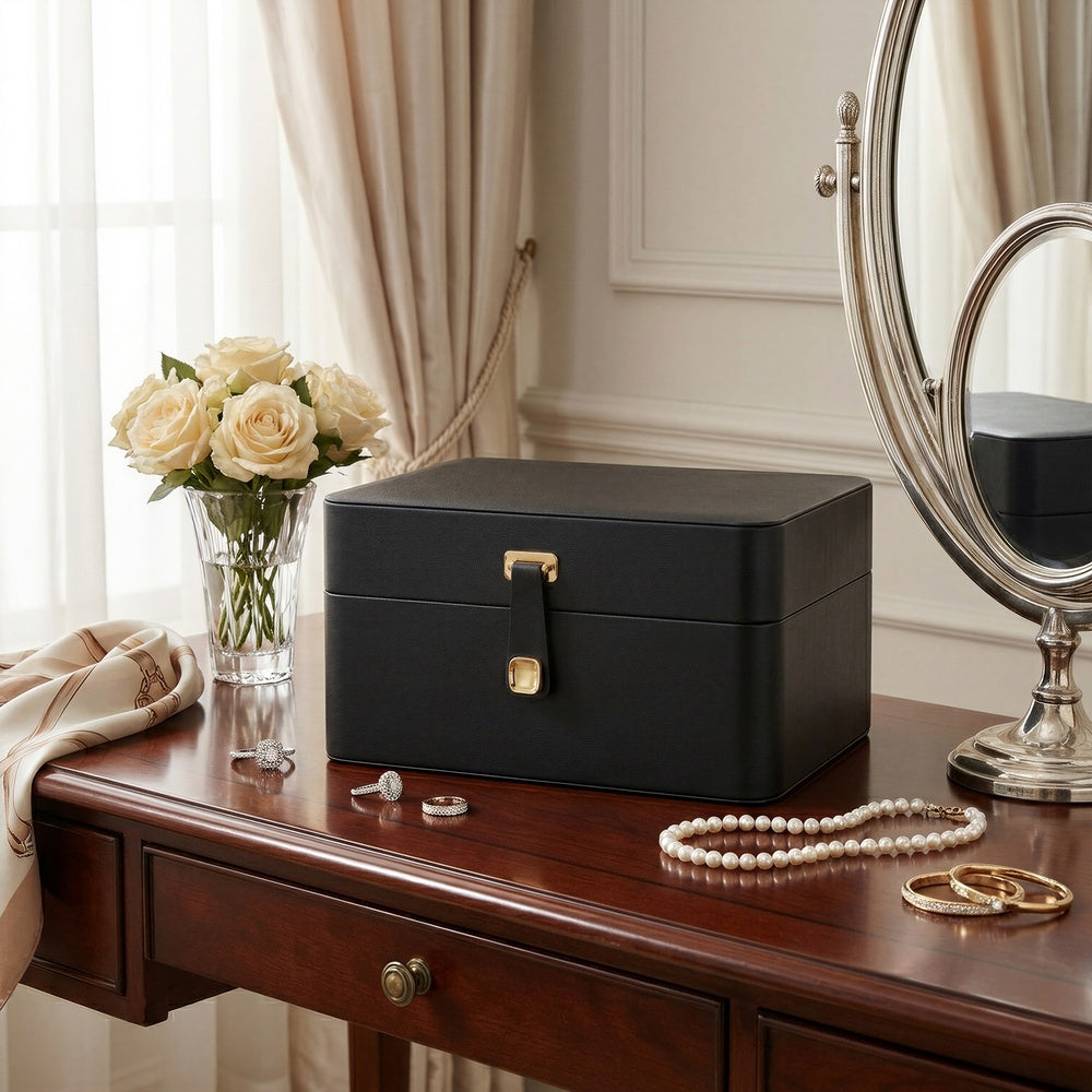 Jewellery Storage Case - 2L - MDF - Built-In Mirror