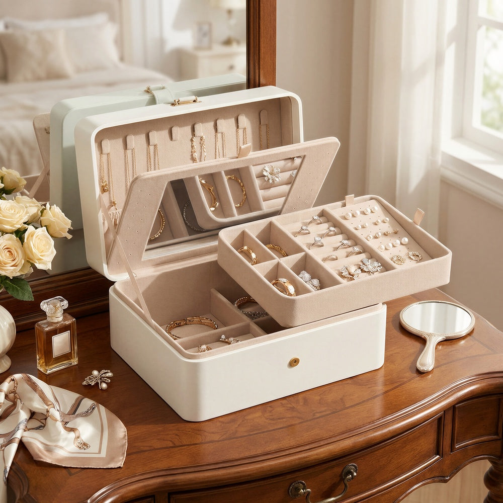 Jewellery Storage Case - 2.5L - MDF - 2-Layer Organiser