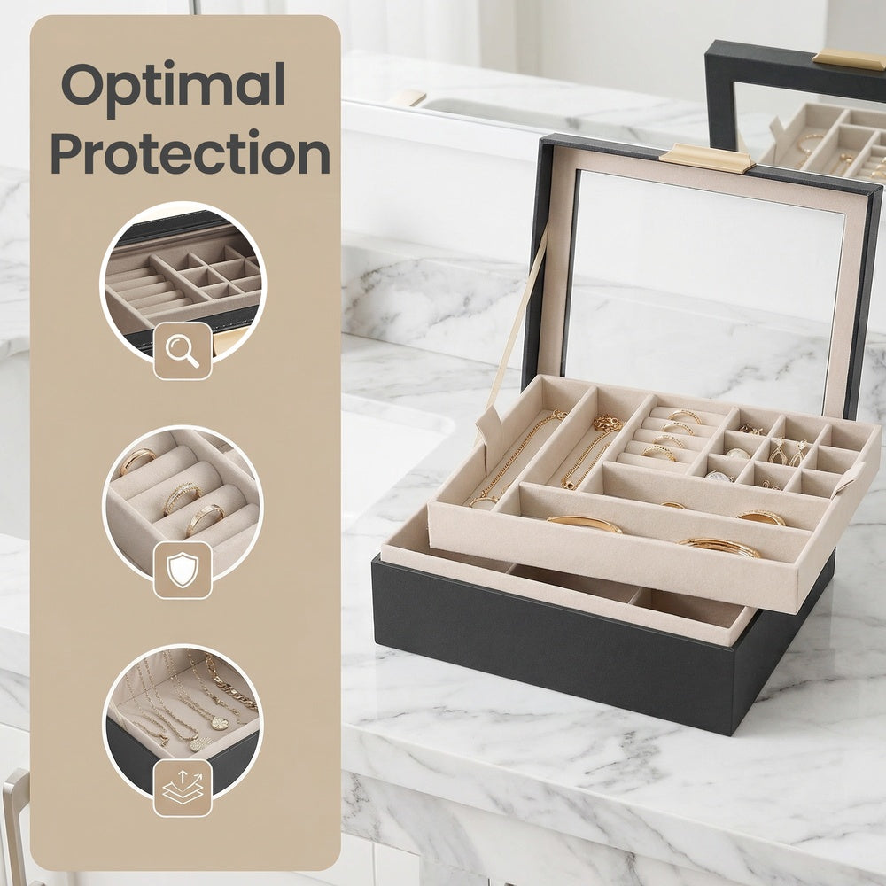 Jewellery Box - 2-Layer - MDF - Removable Tray