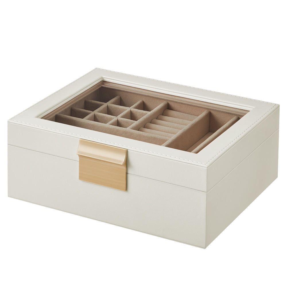 Jewellery Organiser - 2-Layer - MDF - Glass Lid