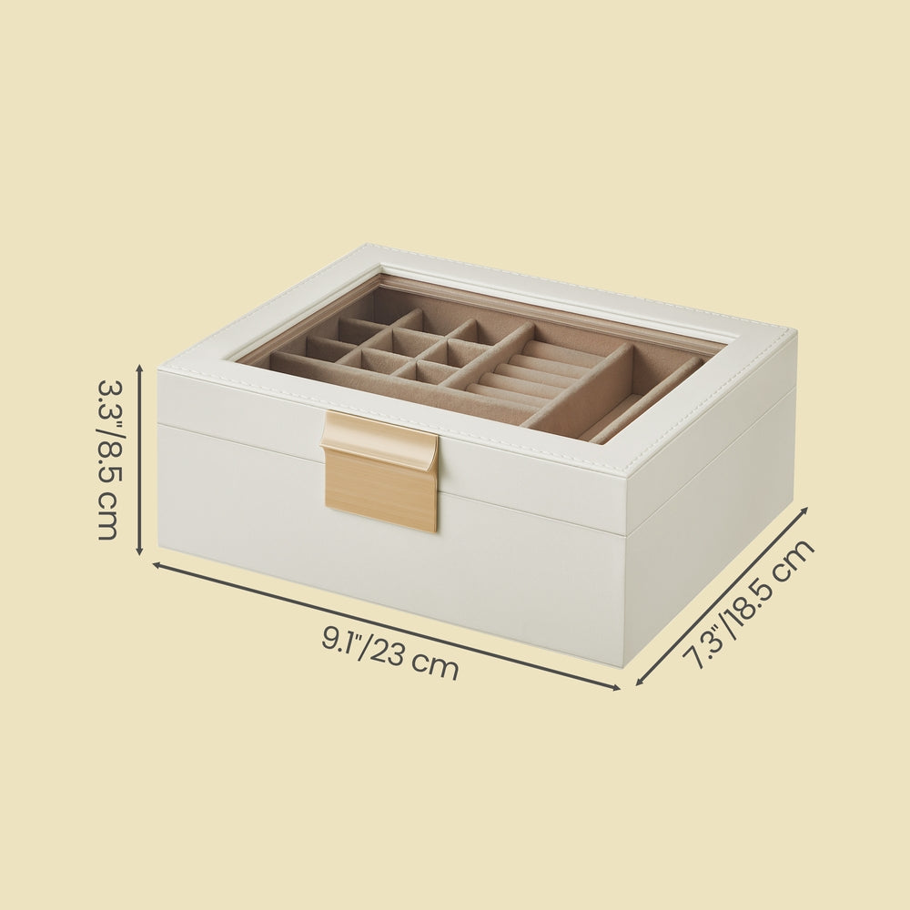 Jewellery Organiser - 2-Layer - MDF - Glass Lid